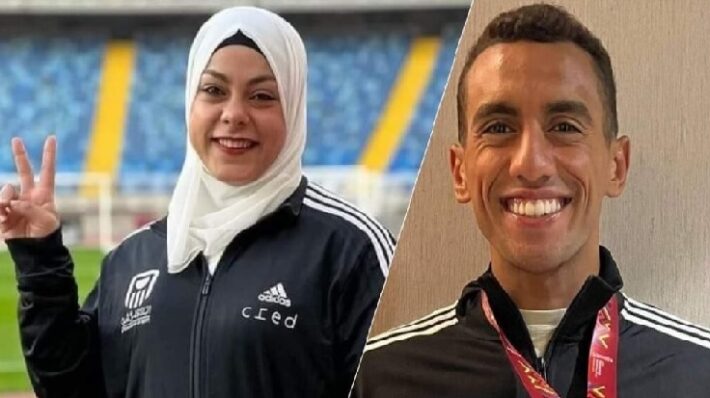 اولمبياد باريس 2024 ساره سمير و أحمد مجدي يرفعوا علم مصر