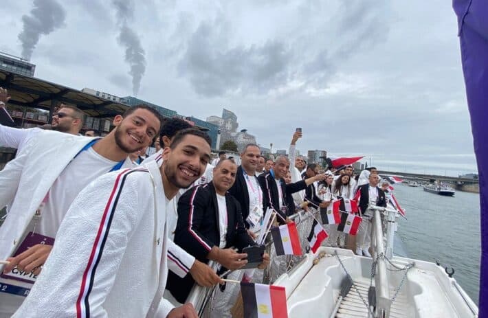 اولمبياد باريس 2024 قارب البعثة المصرية حفل الافتتاح