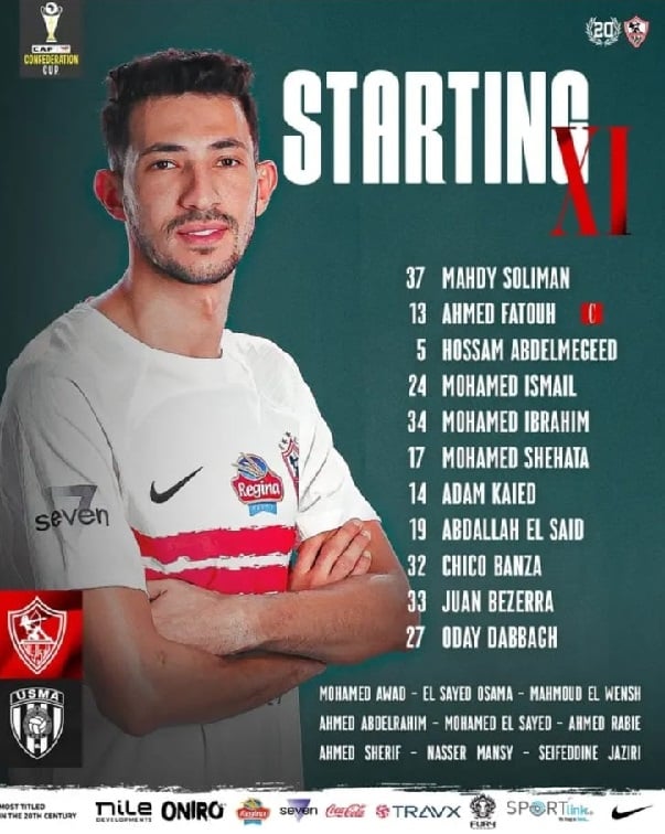 تشكيل الزمالك فى نهائي الكونفدرالية